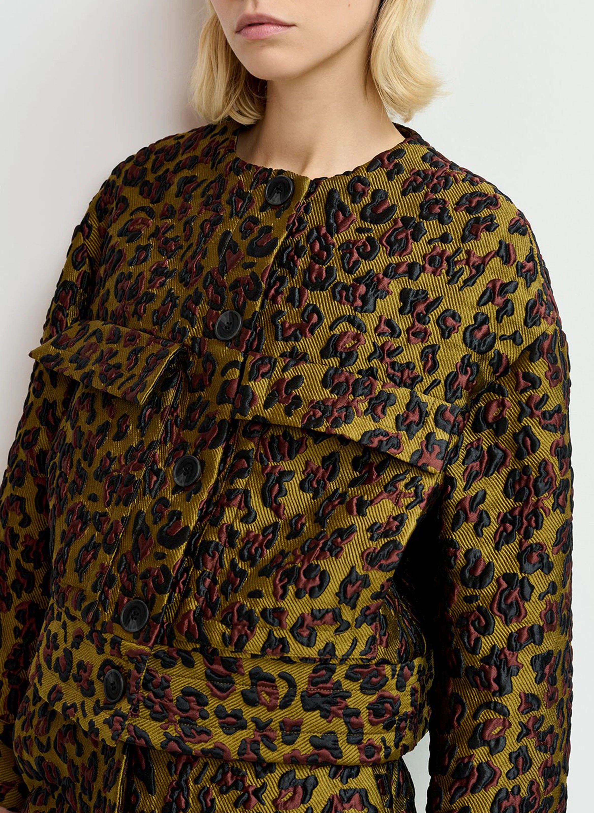 GALLANT2 - Veste col classique ample en jacquard imprimé | Vert