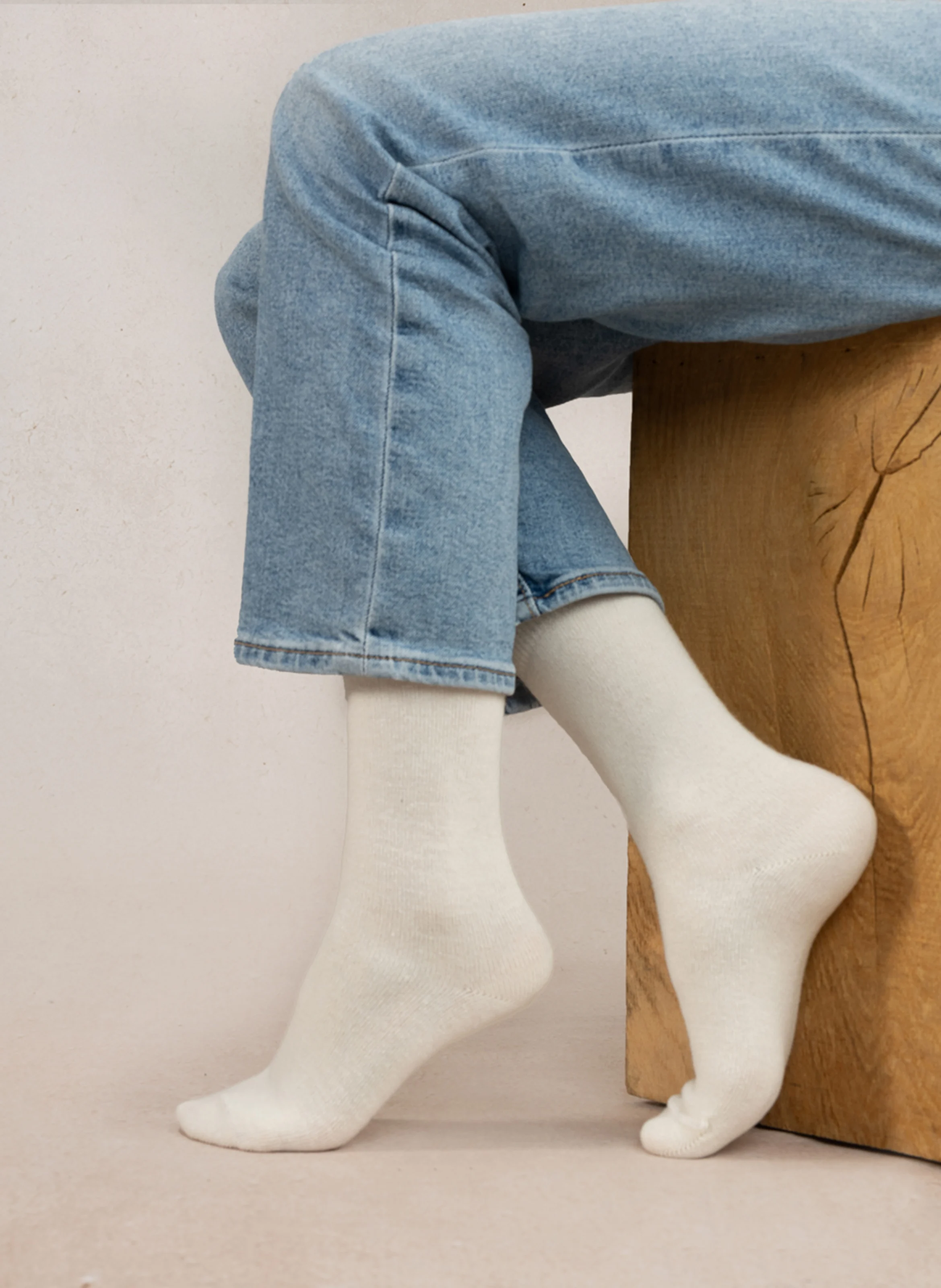 Chaussettes en laine mélangée | Beige