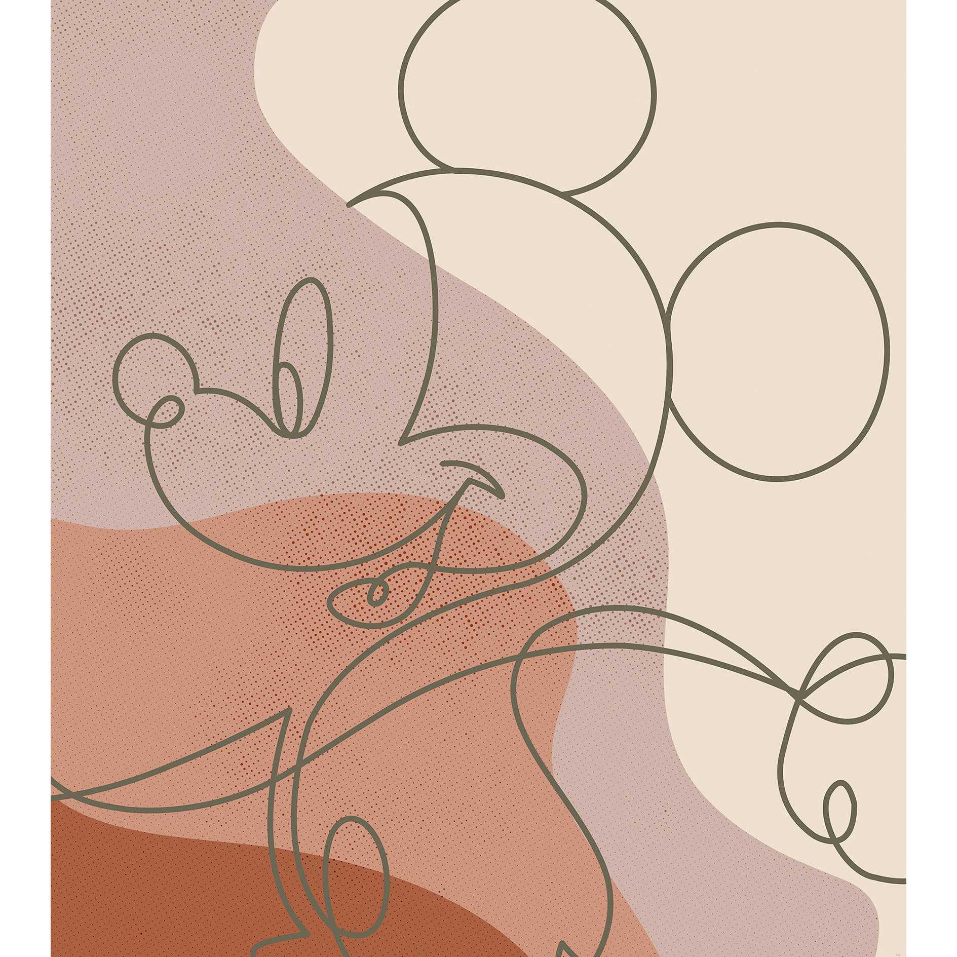 Vlies-Fototapete MICKEY LINE DRAWING - 250x280 cm