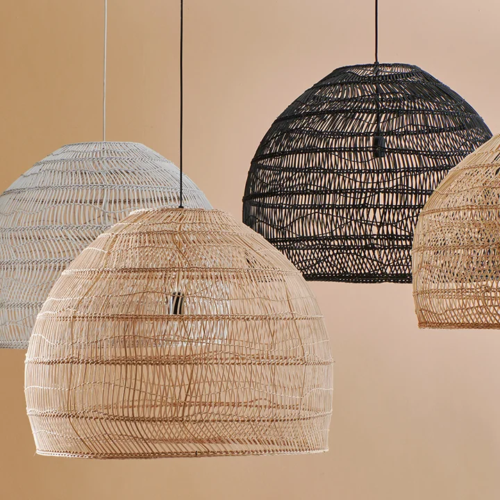 HKliving - Wicker Pendelleuchte M, Ø 60 x H 50 cm, natur