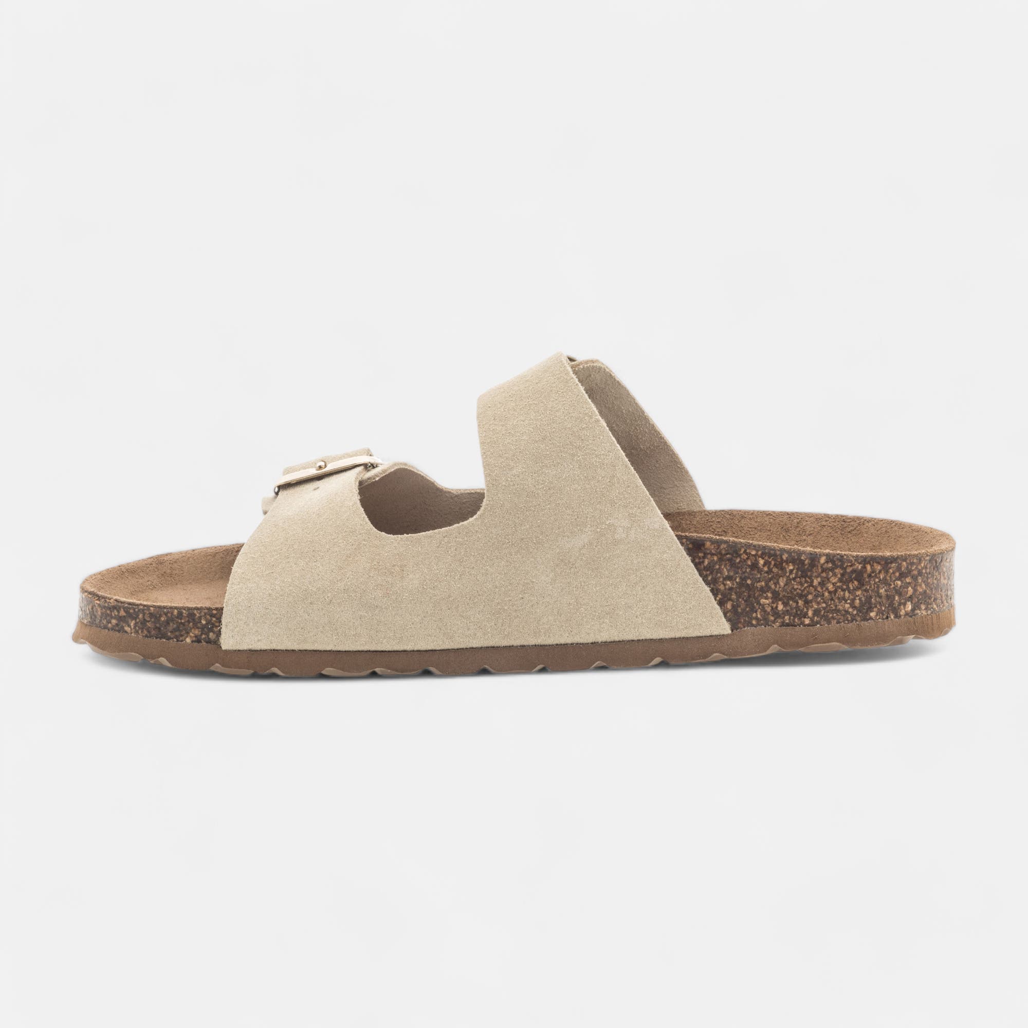 Mules semelle liège Femme en cuir beige