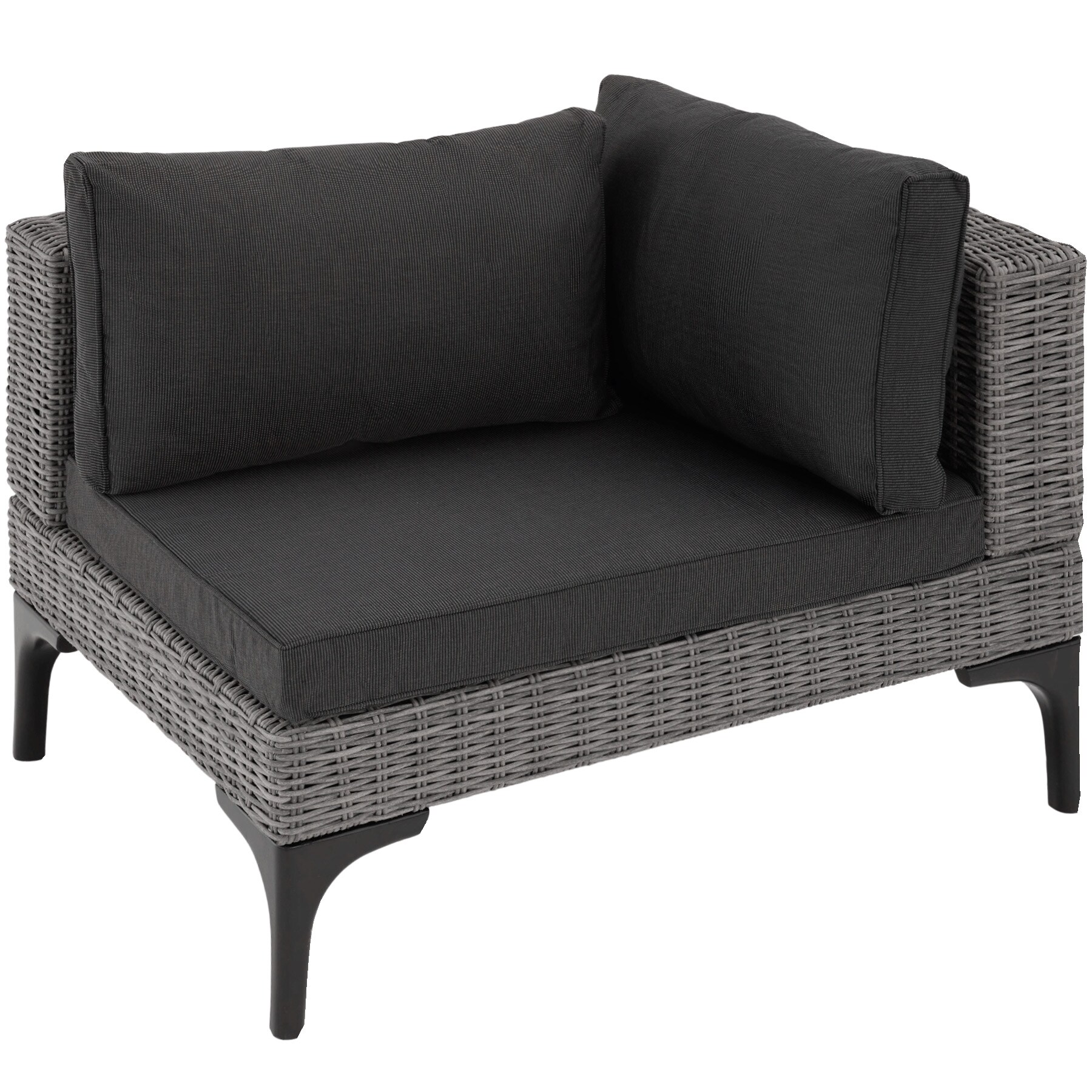 tectake® Rattan Lounge, mit Aluminiumgestell, wetterfest und UV-beständig, mit Sicherheitsglasplatte