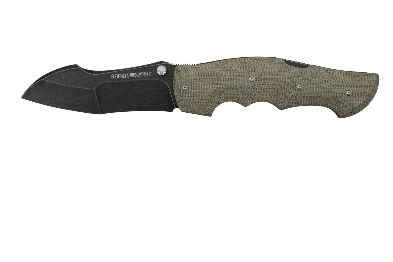 Viper Rhino 1, V5905CV, Blackwash Elmax, Green Canvas Micarta zakmes, Fabrizio Silvestrelli design