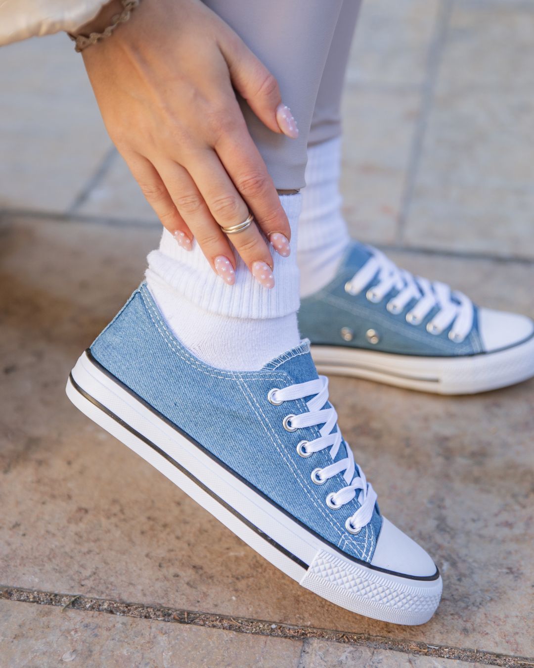Basket femme denim en toile blue jeans à lacets - Sandra