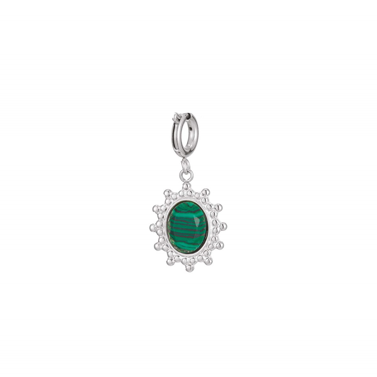 Charm Camée Malachite acier