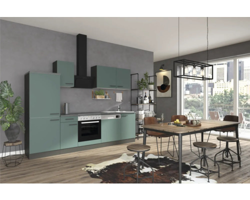 Optifit keukenblok zonder apparatuur Verona405 270 cm groen mat gedemonteerde variant omkeerbaar KPVE 2742OE-9+