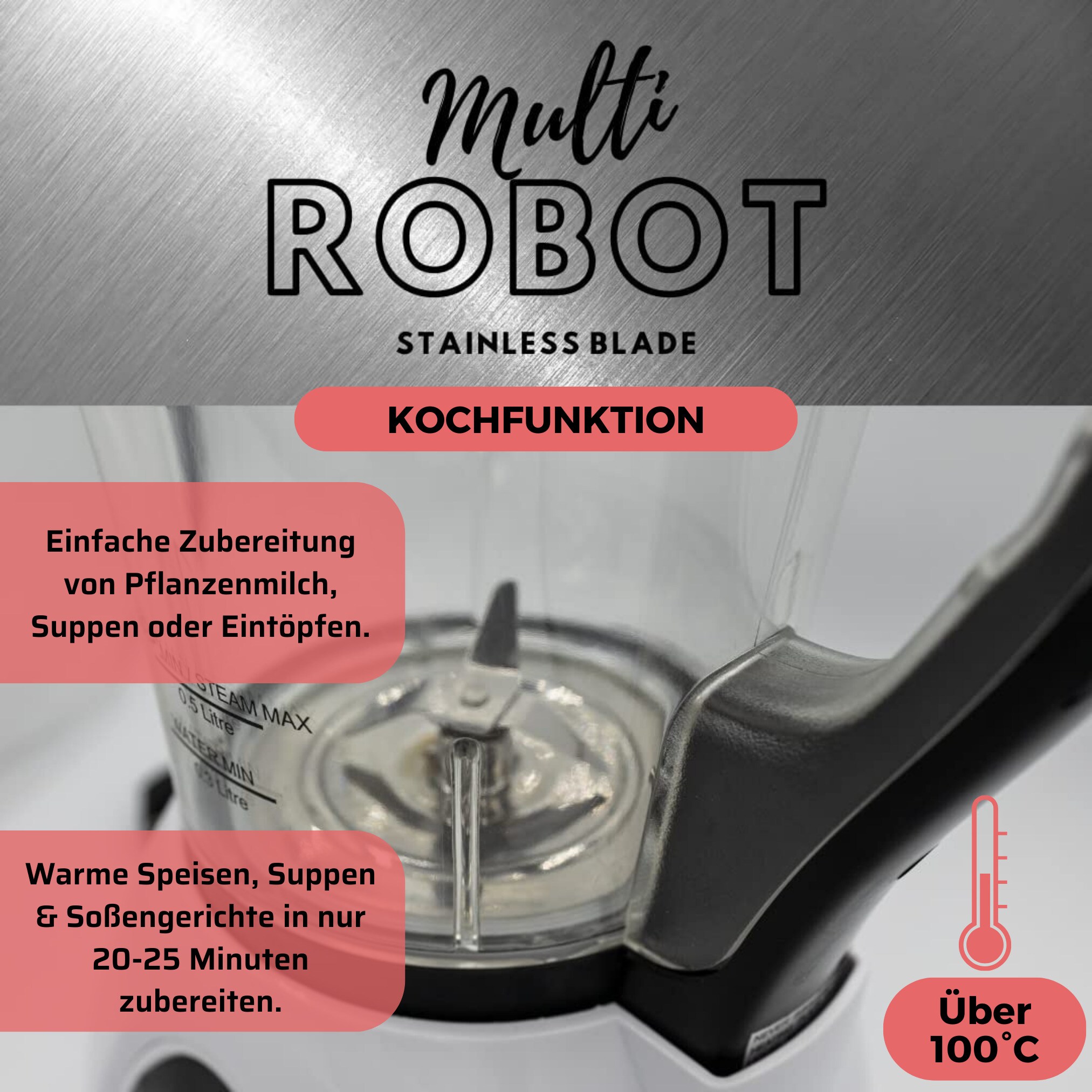 Best Direct® Standmixer mit Kochfunktion - Küchenmaschine Multi Robot