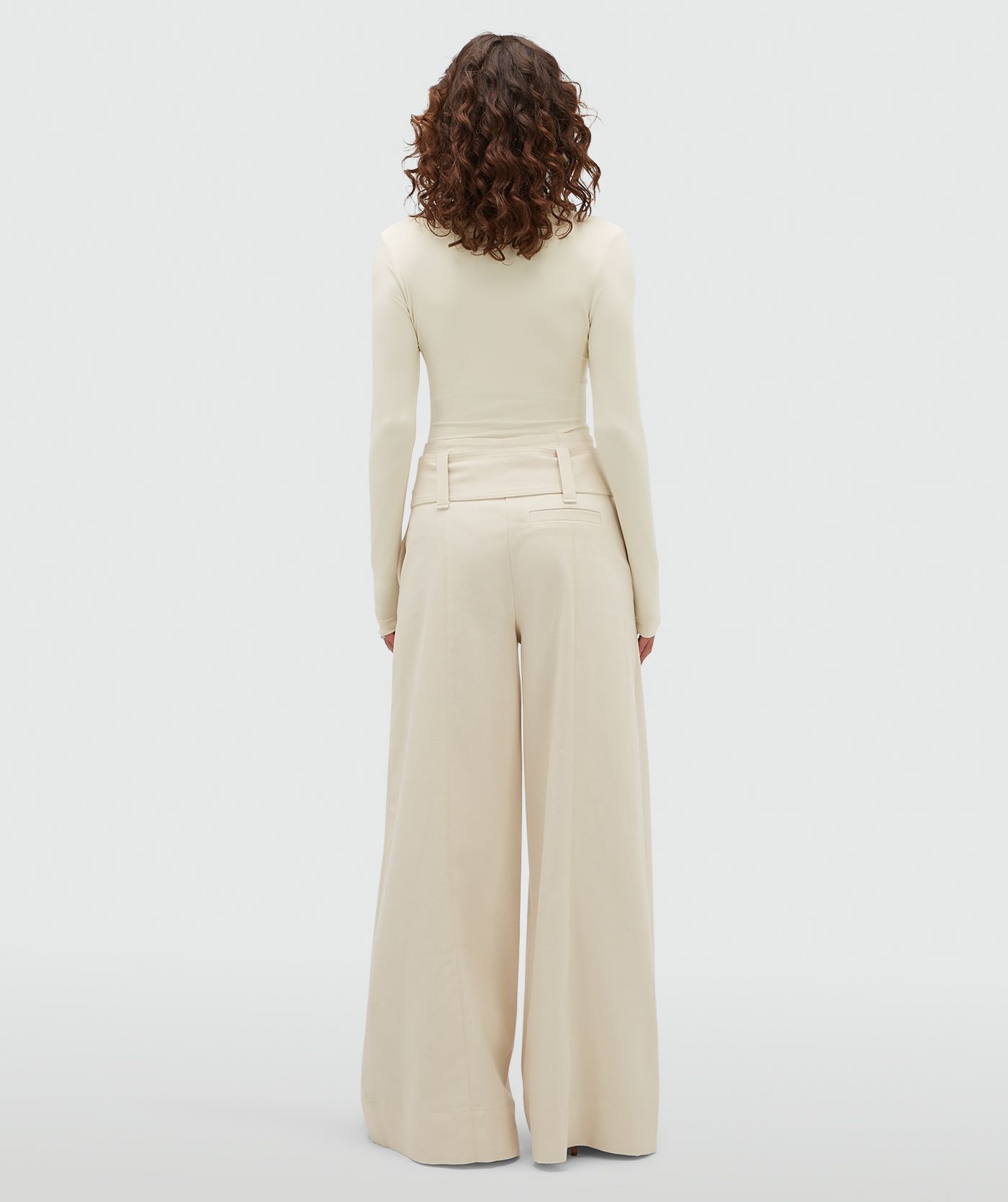 JV-MAUREEN high waisted wide leg jeans - ecru