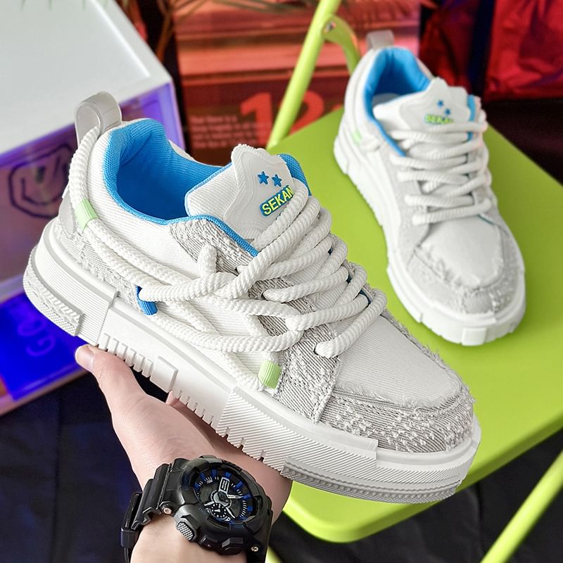 Tanzanite - Veterschoenen met plateauzool