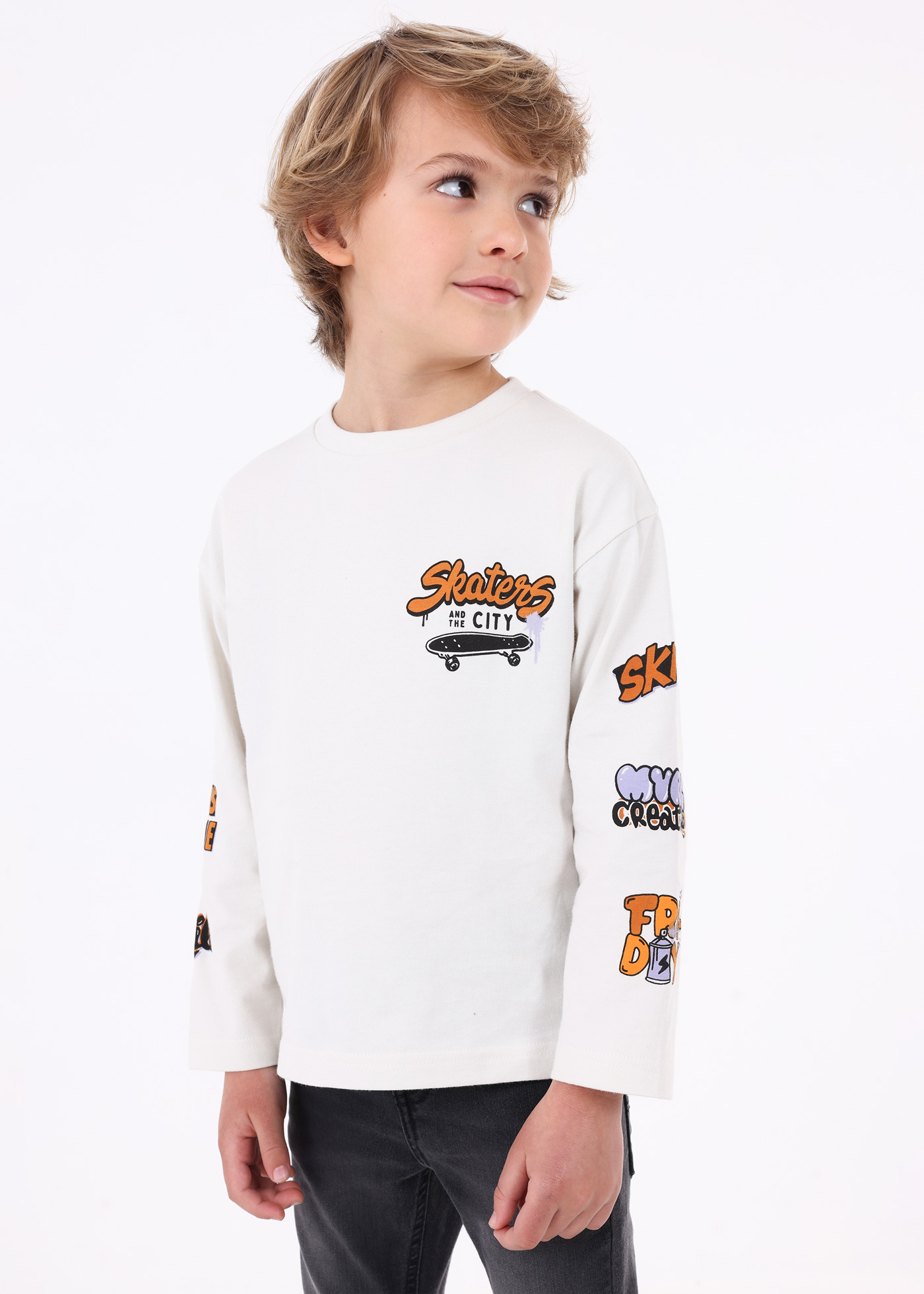 Camiseta de manga comprida estampada Better Cotton para meninos