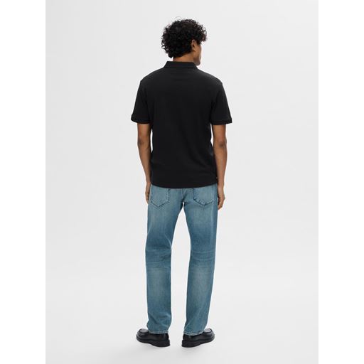 Selected Homme Fave Zip Polo, Black, XL