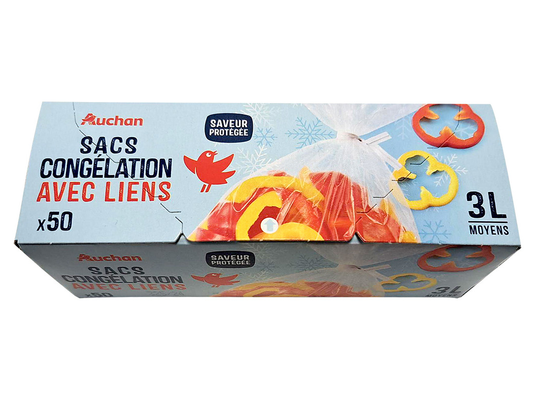 SACOS DE CONGELAÇÃO AUCHAN COM ATILHO MÉDIOS 3L