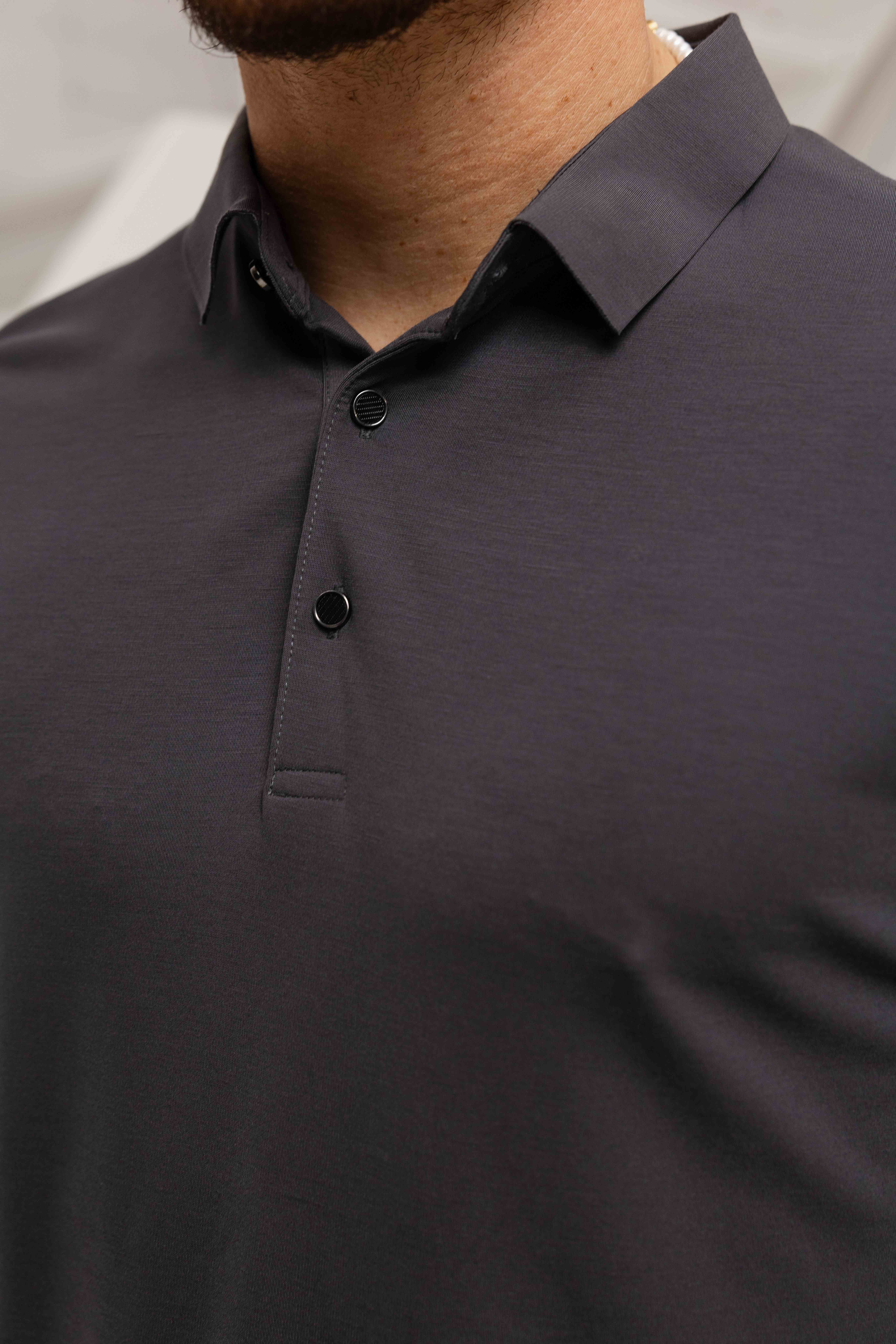 Dadado Bari Lange Mouwen Polo Heren Donkergrijs