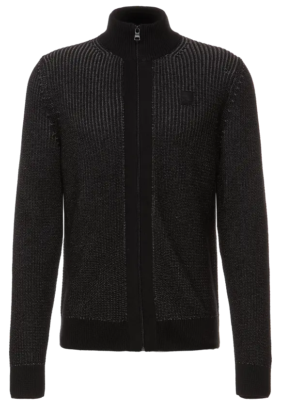 Strickjacke mit Zipper - Black