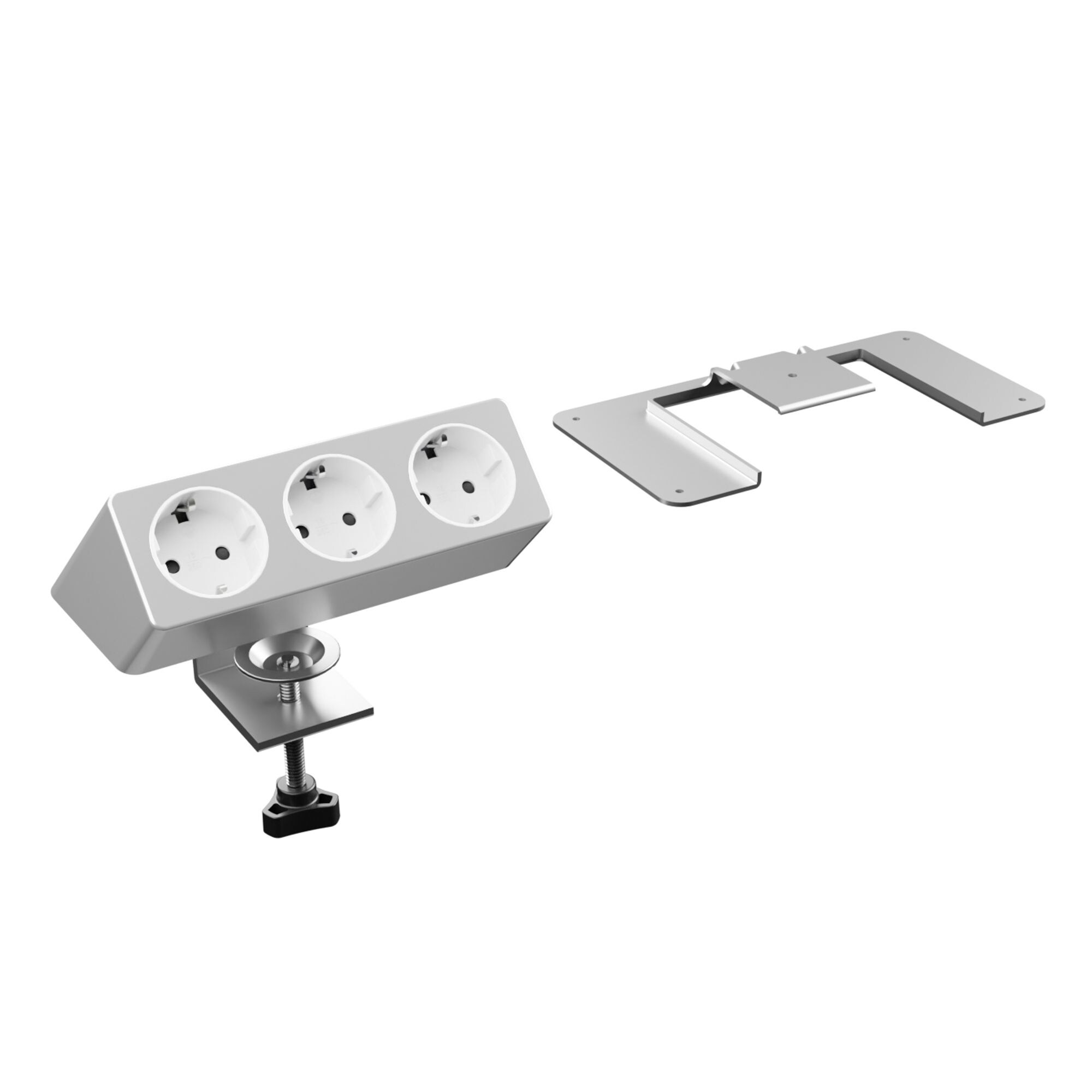 Luxor 3-fach Steckdose, EU-Schutzkontakt, 2m Kabel, Tischklemme, Untertischmontage, Bürosteckdose, Mehrfachsteckdose Tisch, 230VAC, Schreibtischsteckdose, Flexibel montierbar, Kabelmanagement, 16A