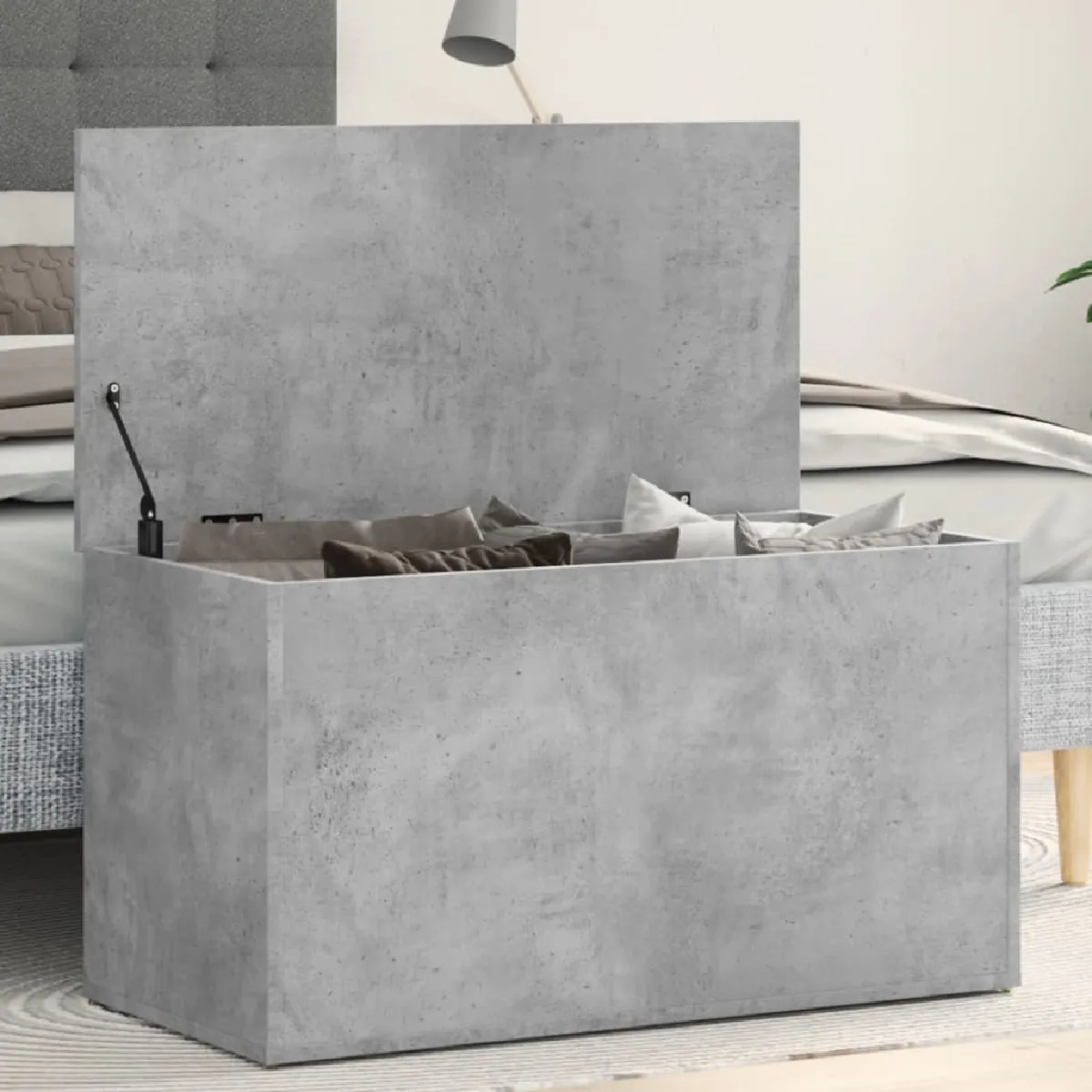 vidaXL Coffre de rangement Gris béton 84x42x46
