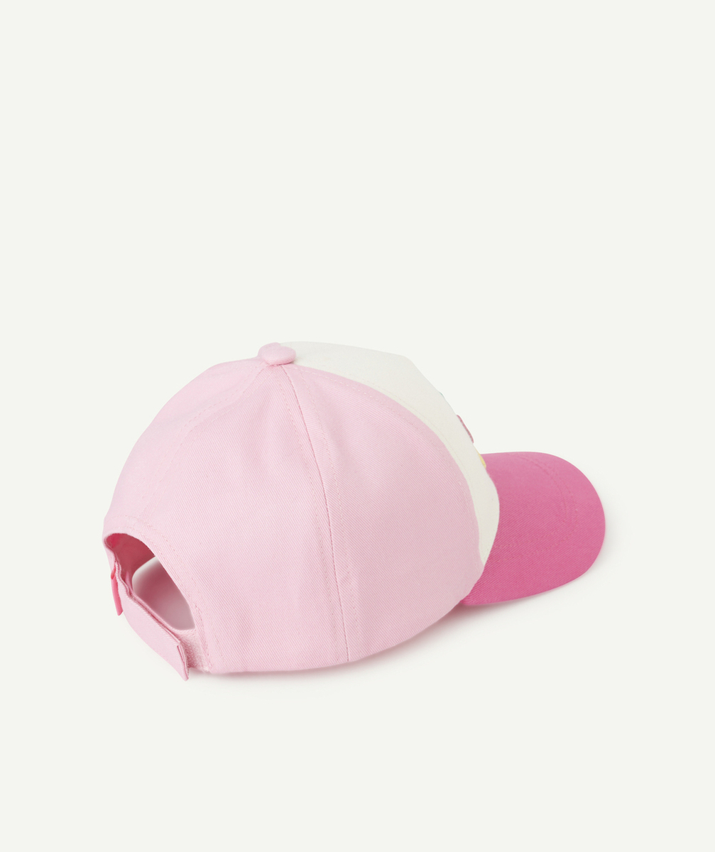 CASQUETTE BÉBÉ FILLE ROSE ET BLANCHE MESSAGE BRODÉ BISOU CLUB