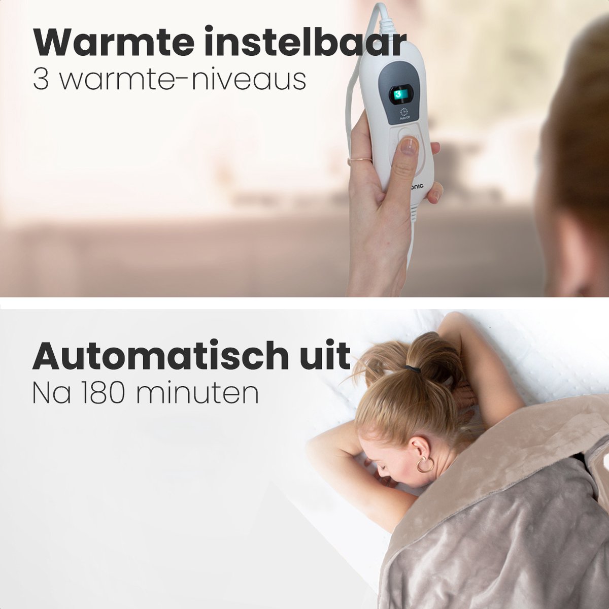 Auronic 1-persoons elektrische deken - Taupe