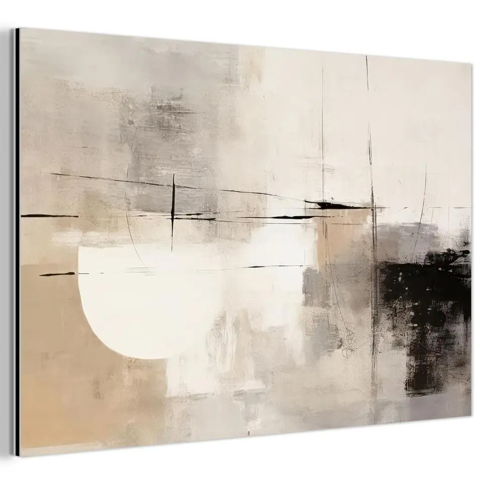 MuchoWow Aluminium Schilderij 120x80cm Abstract Kunst Grijs