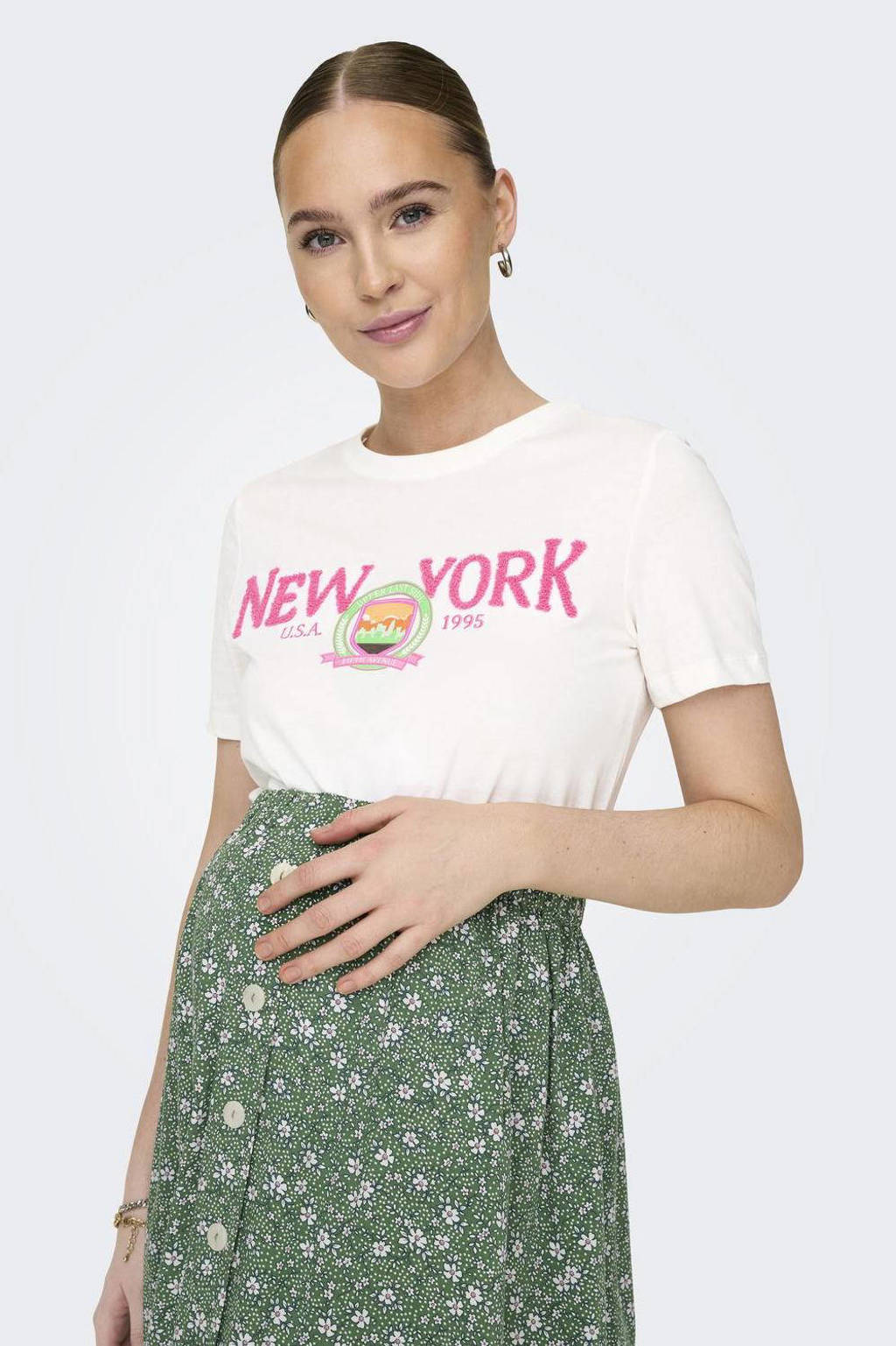 ONLY MATERNITY zwangerschapsshirt OLMGOLDIE met printopdruk wit