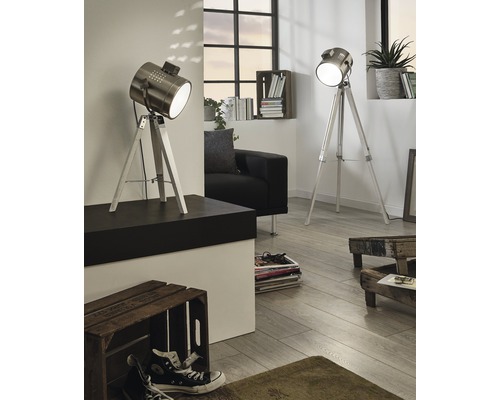 Staande lamp, 1-lichts, H 98 cm, Upstreet wit/patina/nikkel/mat