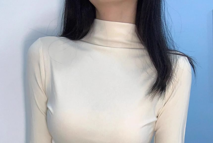 Alhambra - T-shirt met lange mouwen en mockneck, effen