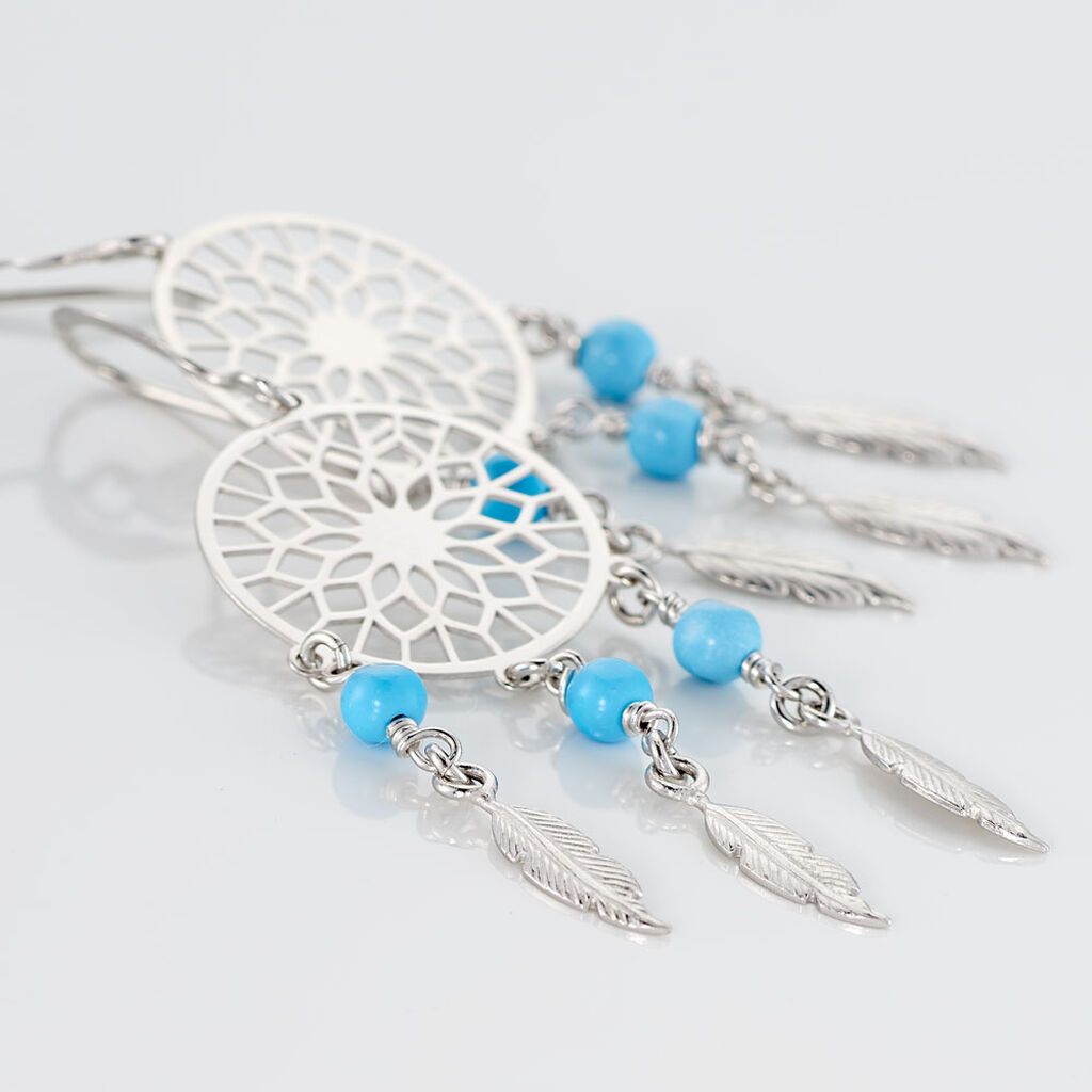 Boucles D'oreilles Pendantes Anoki Argent Blanc