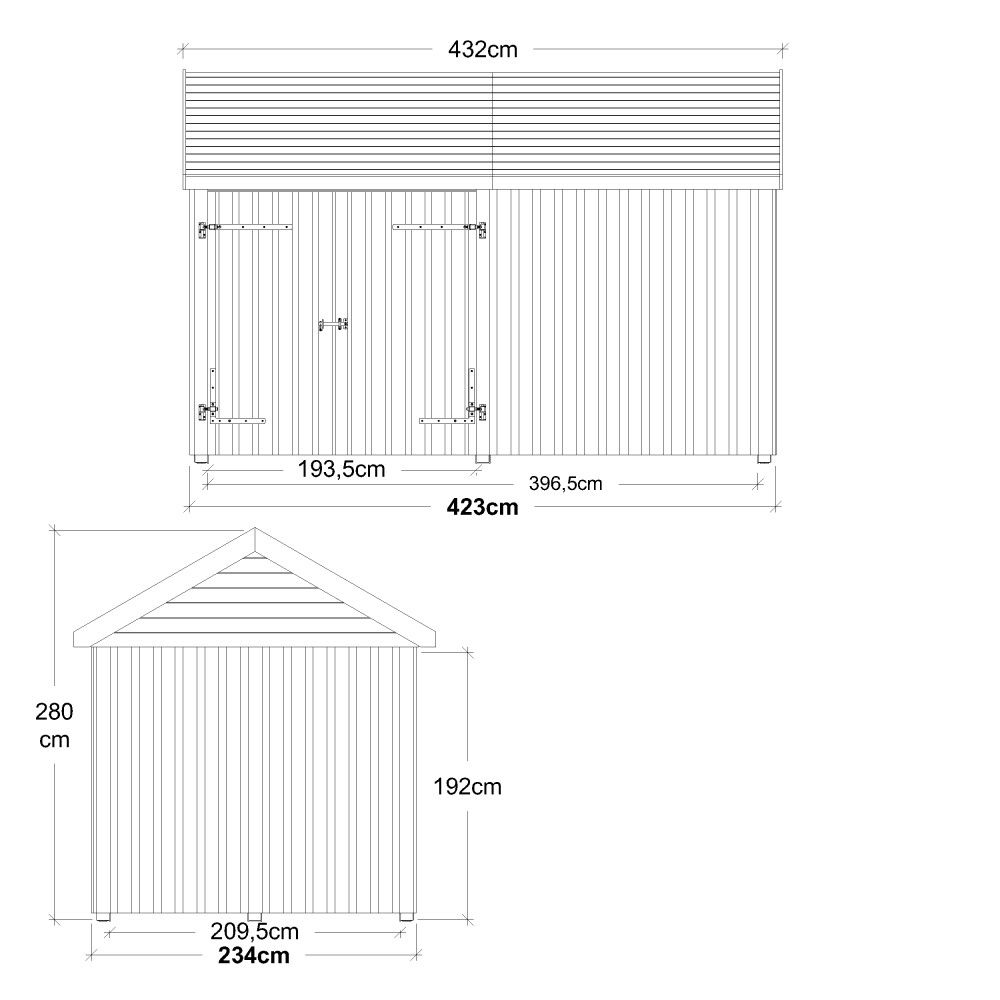 REDSKAPSBOD PLUS CLASSIC MULTI DOBBELDØR/STENGT FRONT UBEHANDLET 10M²