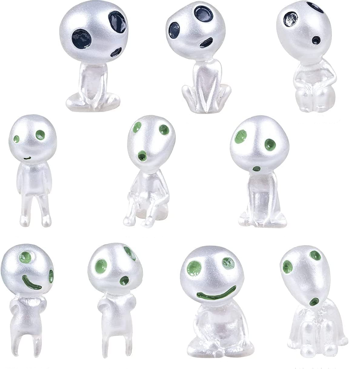 (10er Set) Fluoreszierende Alien Figuren Leuchtende Mini Waldgeister Garten Deko - Grün