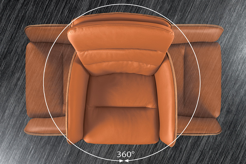 Drehbarer Design Barhocker BIG GEORGE cognac Echtleder höhenverstellbar mit Armlehnen