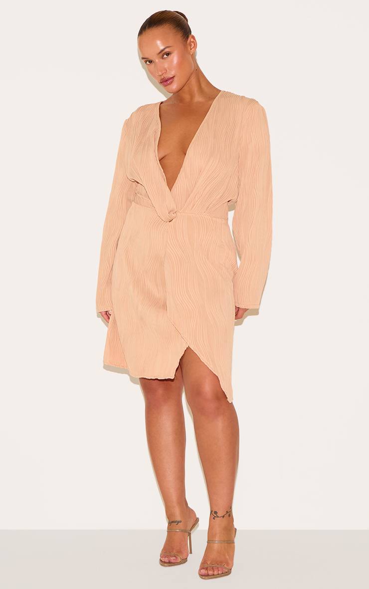 Gris Pierre Robe Grande Taille Plissée À Devant Cache-cœur