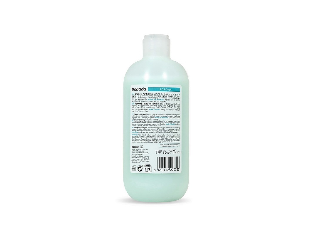 CHAMPÔ PURIFICANTE SOS ANTI-CASPA BABARIA 500 ML.