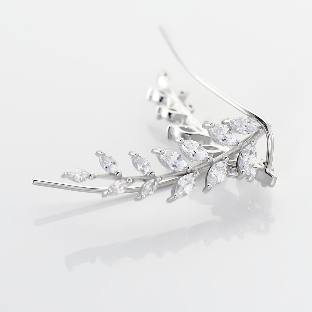 Boucles D'oreilles Grimpantes Sakira Argent Blanc Oxyde De Zirconium