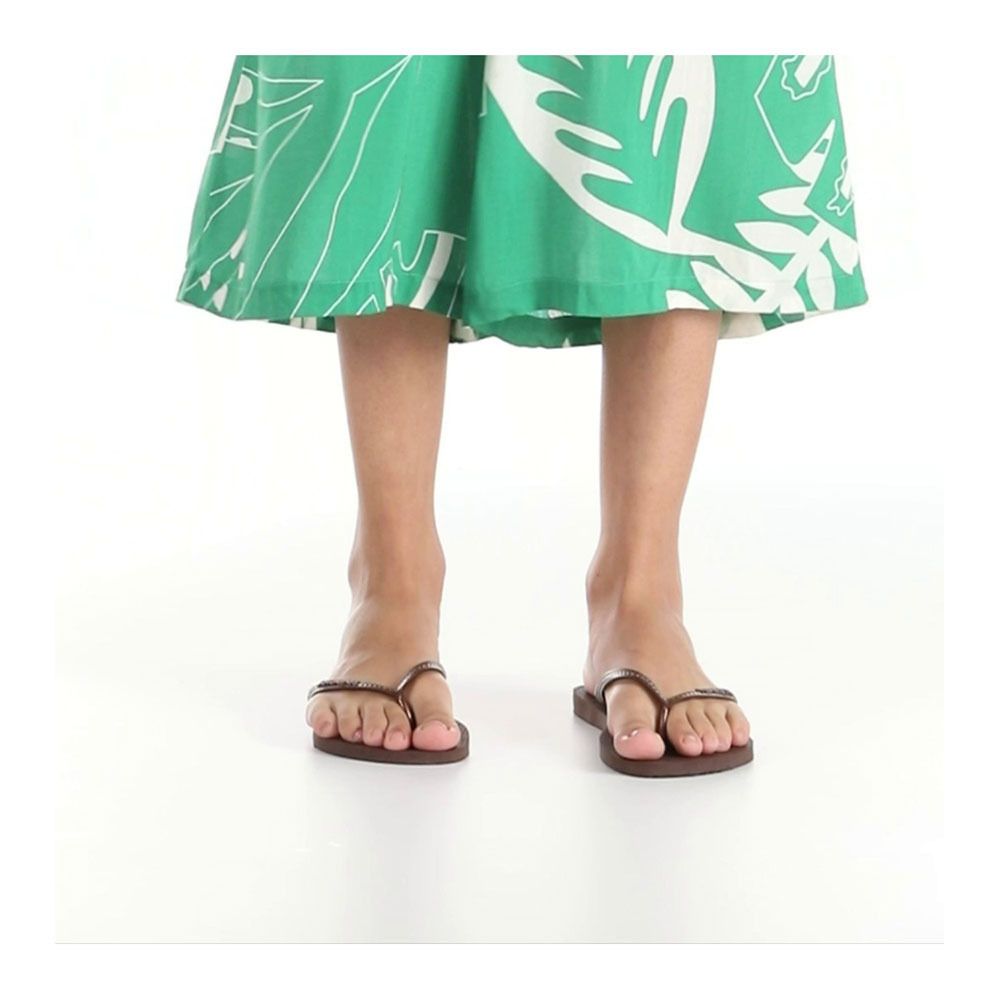 Havaianas SLIM - Tongs Femme dark brown/metal acoused