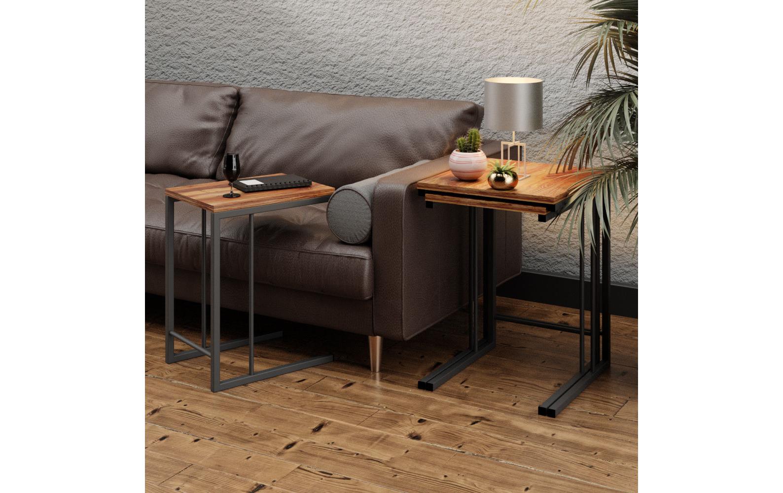 Couchtisch 3-er Set, Braun/SchwarzCouchtisch