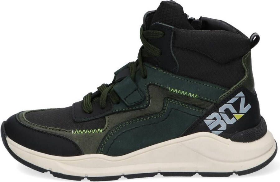 Braqeez 421982-568 Hoge Sneakers Groen Leer Veters