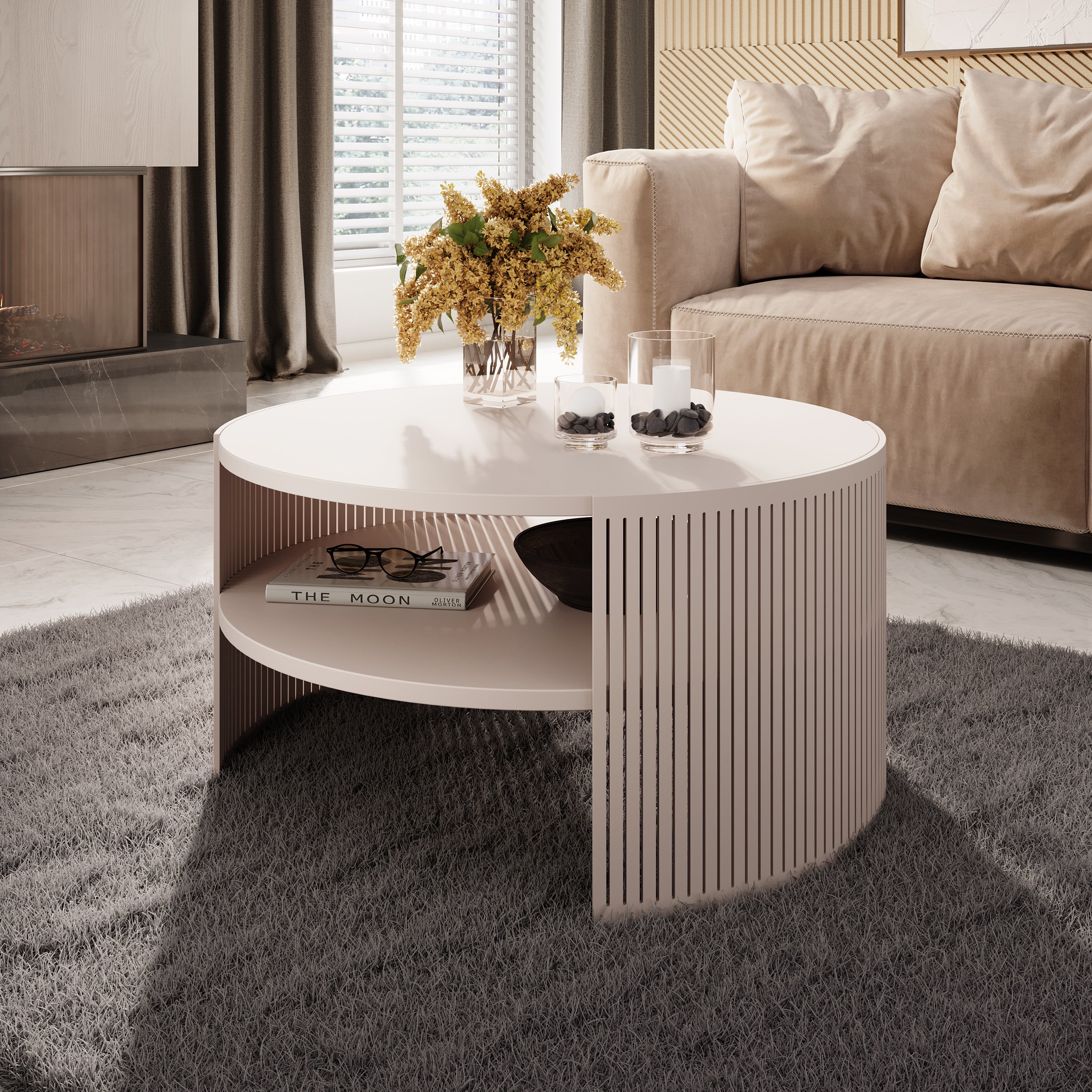 Fender - Salontafel - Beige - 75x75x40 cm