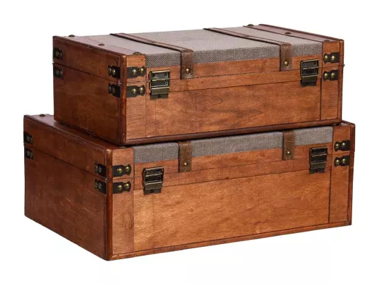 Valise en bois marron 45x31x17/40