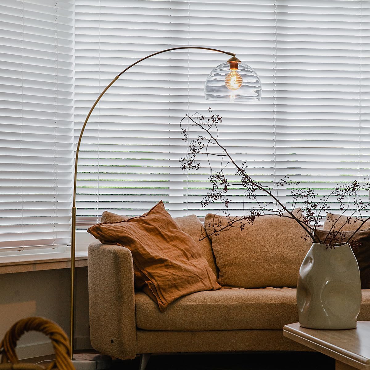 Qazqa - Moderne Bogenlampe aus Messing mit klarem Glas - Arc I Wohnzimmer I Schlafzimmer - Stahl Länglich - LED geeignet E27