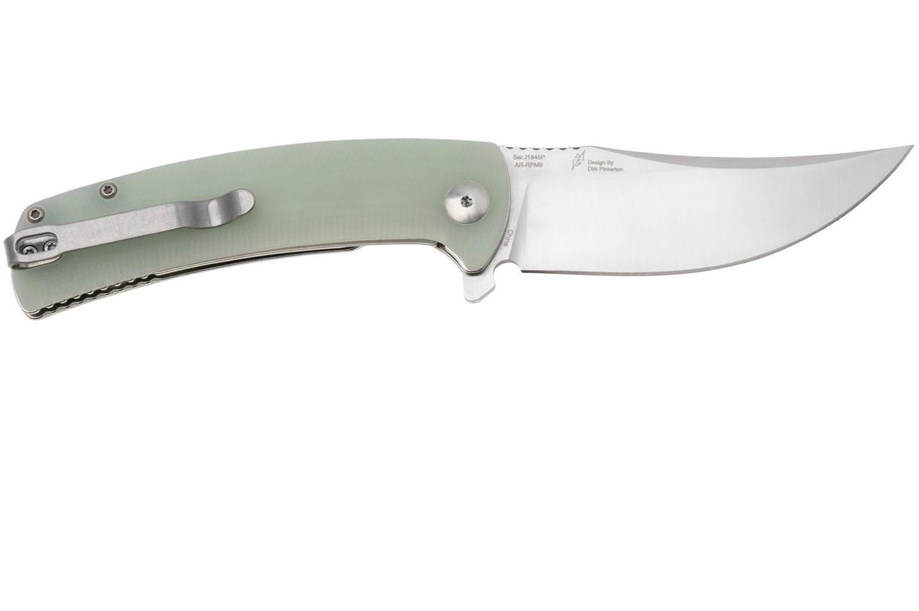 Artisan Cutlery Arroyo 1845P-NTG, Sand Polished AR-RPM9, Nature Green G10 zakmes