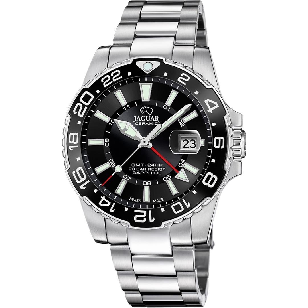Jaguar Ceramic GMT Executive Date Silbrig / Schwarz