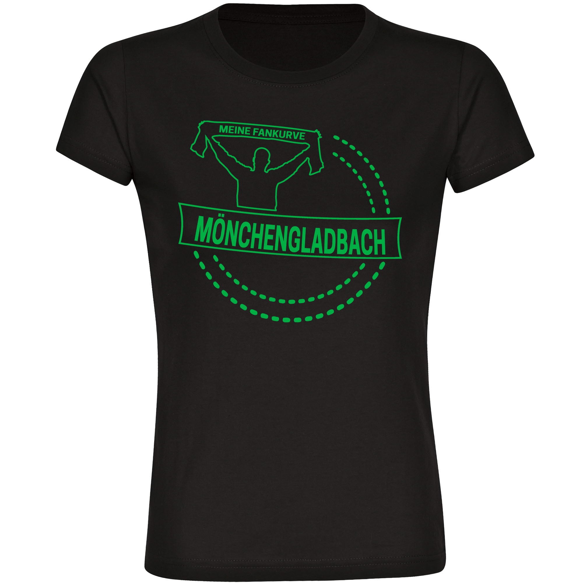 multifanshop® Damen T-Shirt - Mönchengladbach - Meine Fankurve - Druck grün