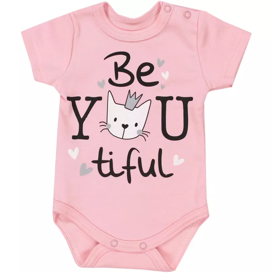 TupTam Baby Kurzarm Body mit Aufdruck Spruch 5er Pack beigerosa