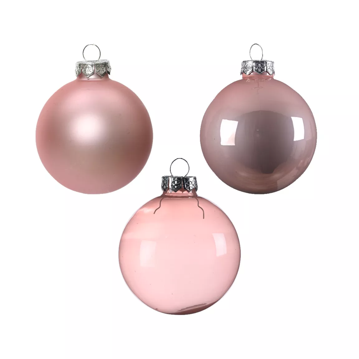 Lot de 21 boules de Noël en verre Assorties Cristal Rose poudré