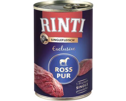 RINTI natvoer voor honden, enkelvoudig vlees, puur paardenvlees, 400 g