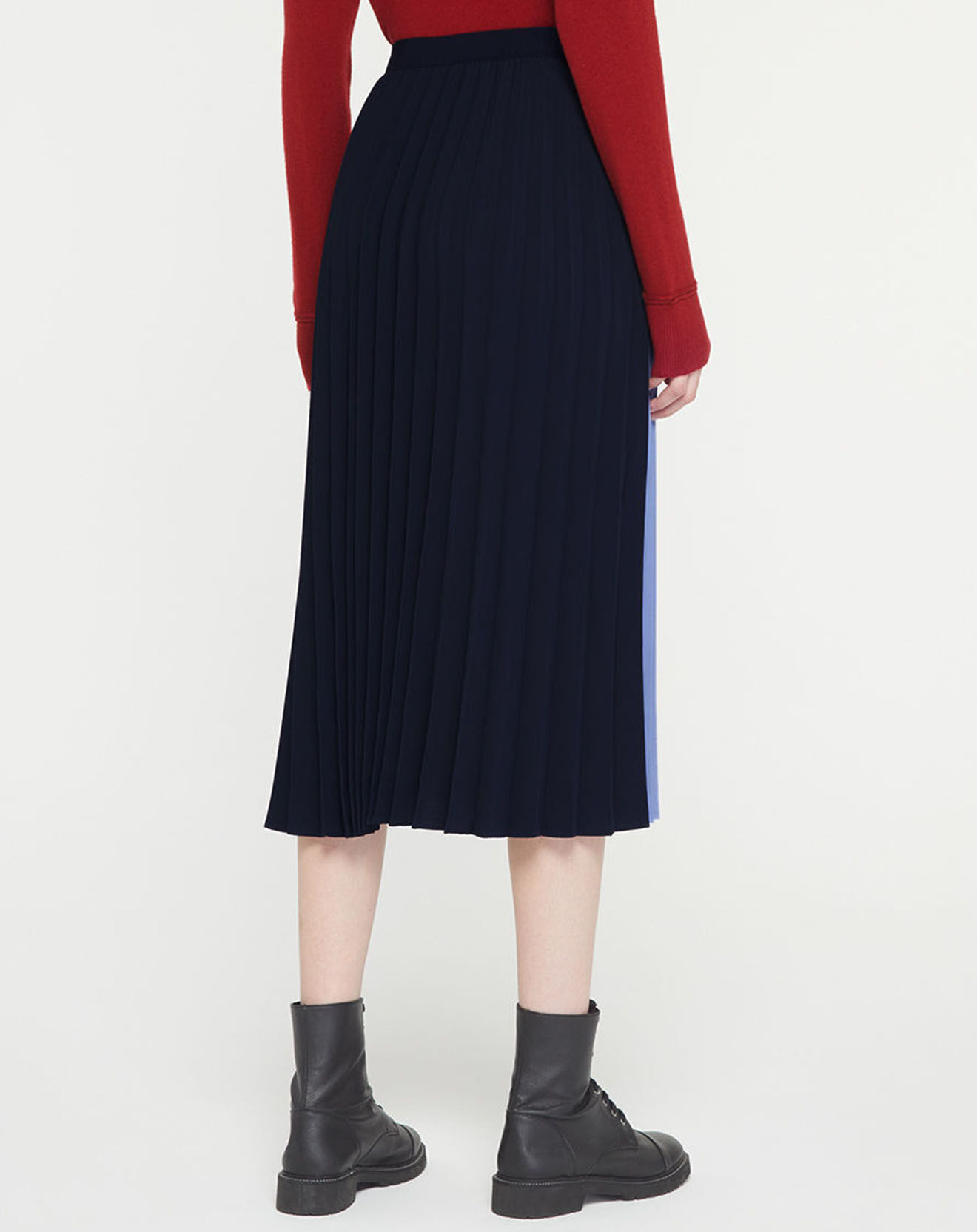 Tommy Hilfiger Jupe Midi Colorblock Pleated bleu/rouge