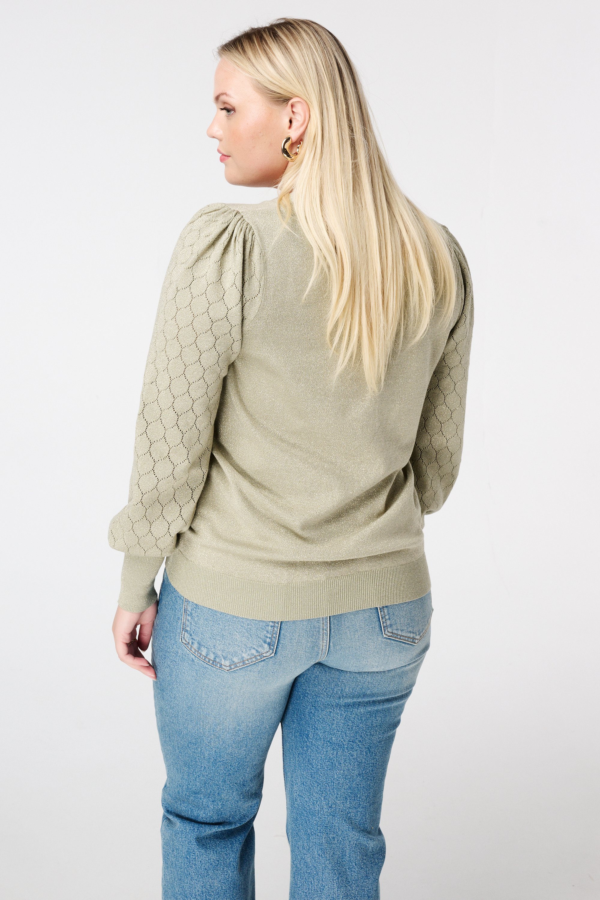 Trui met lurex en details op de mouwen Mint
