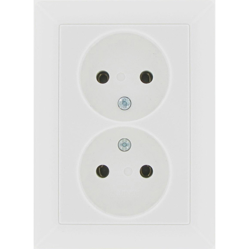 Jung AS500 wandcontactdoos dubbel inbouw Glanzend wit