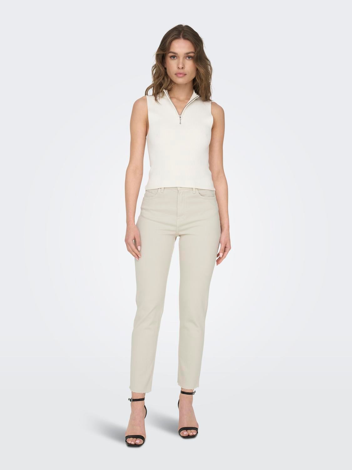 ONLEMILY Hohe Taille Gerade geschnitten Jeans Ecru