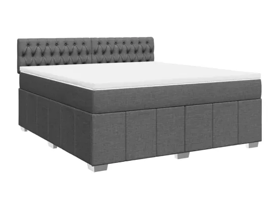 Sommier à lattes de lit avec matelas Gris foncé 180x200cm Tissu
